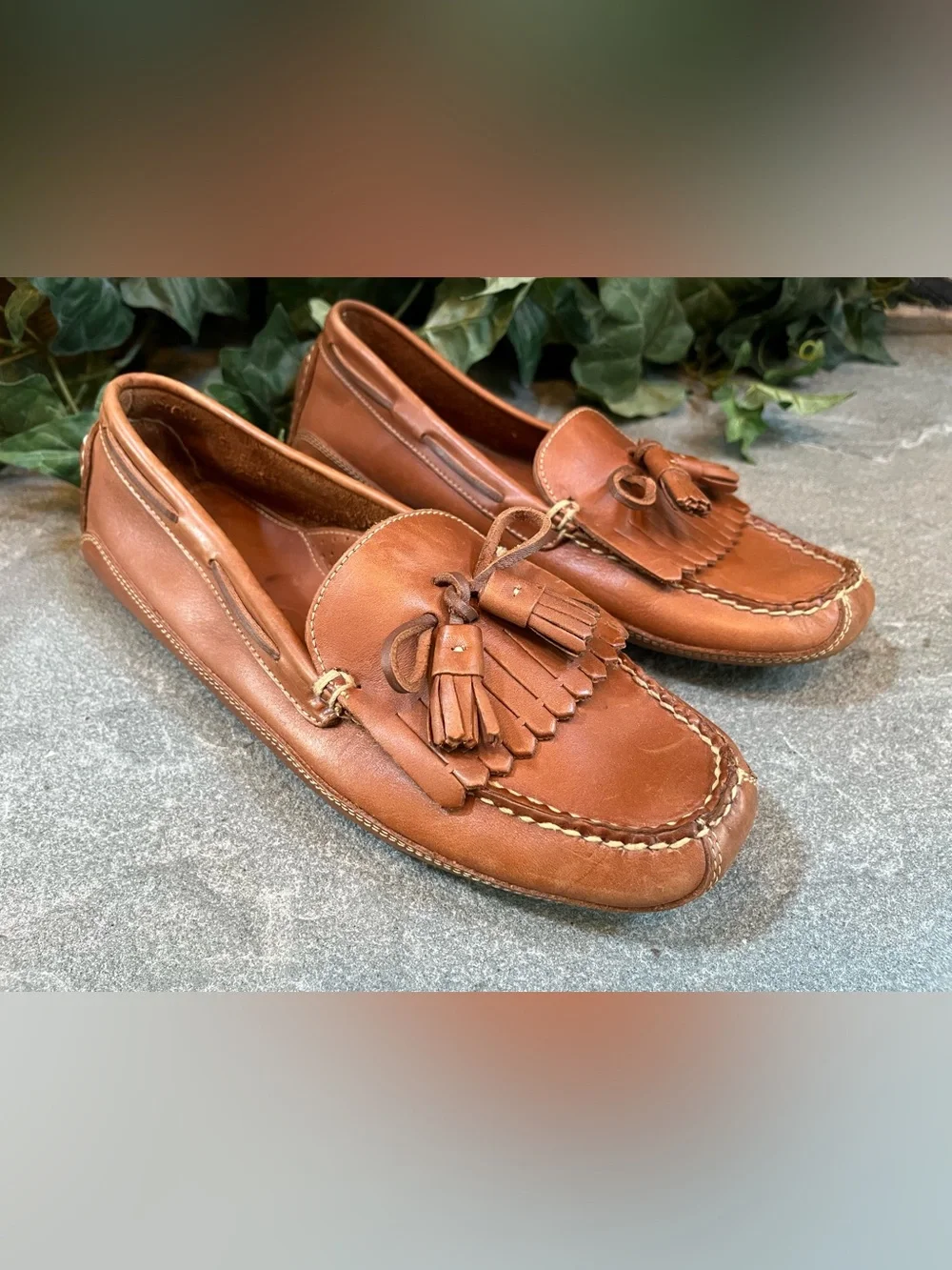 Orvis Kiltie Tassel Loafers Driving Shoes Brown Leather Brazil Men's Size 8M